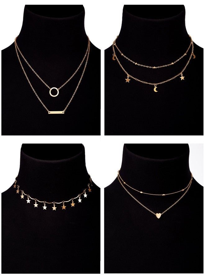 BBTO 4 Pieces Multiple Layered Necklaces for Women Gold Necklace Sets Chain Choker Necklace for Women Girls - Image 2